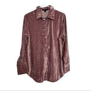 NWT Marc New York Andrew Marc Mauve Velvet Button Down Blouse Small